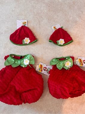 Kids Strawberry Costume Set 24mo and 6-9mo NEW WITH TAGS